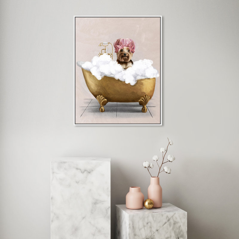 Baignoire Yorkie - Peinture, H 25 po x l 25 po, Cadre blanc