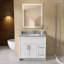 Comptoir de meuble-lavabo en pierre reconstituée de 30 po x 22 po avec comptoir intégré en faux pierre avec dosseret de 4 po pour salle de bain en marbre gris