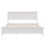 Lit plateforme classique blanc très grand, structure en bois massif robuste, pieds fuselés, aucun sommier requis-129675331-129675330