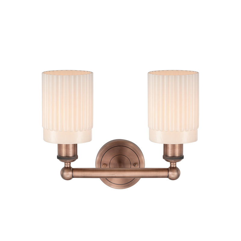 Kamena 13.5" W 2-Light Dimmable Vanity Light, Matte White, Antique Copper