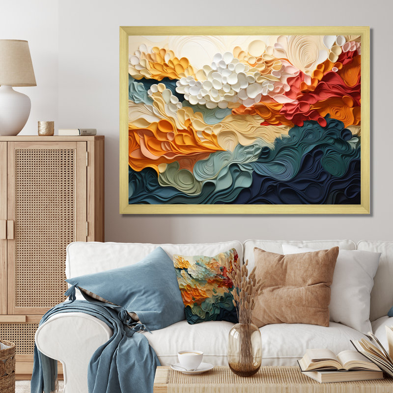 Biomorphism Forms VI On Canvas Print, 16" H x 32" W x 1" D, Gold Single Picture Framed