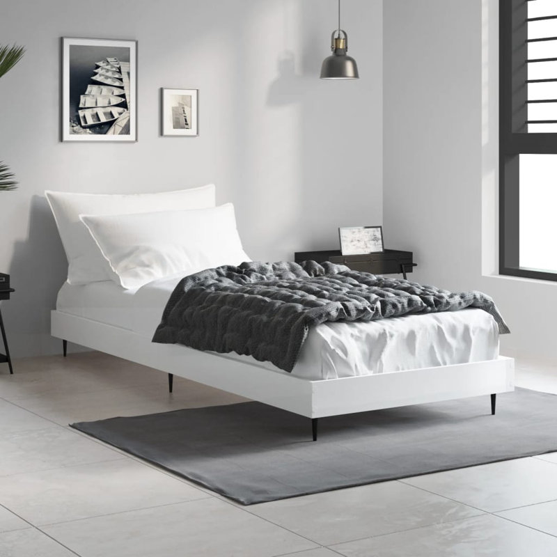 Loginov Bed Frame, High Gloss White, 90 x 200cm