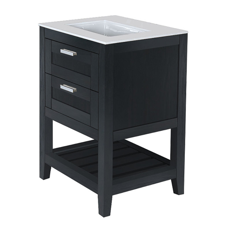 Stile 24'' W Single Vanity, White, Ash Gray, No Hole