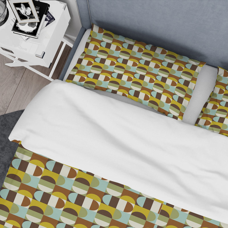 Modern & Contemporary Geometric Shapes Duvet Cover, Twin Duvet Cover + 1 Sham