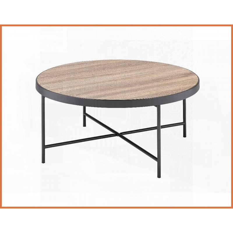 Table basse de style industriel avec plateau gris vieilli Base en métal pour le salon, assemblage facile