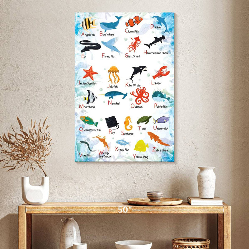 Carte de l'alphabet Ashelle Sea Life, H 39 po x l 26 po