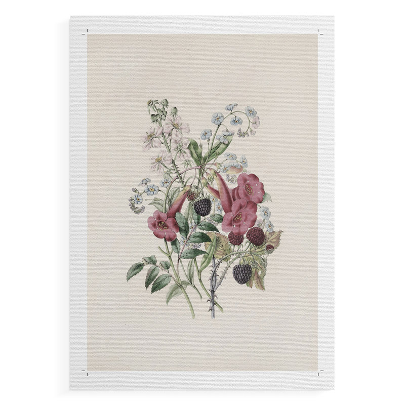 Imprimé floral rétro CXCVI - impression sur toile seulement - non encadrée, H 48 po x l 32 po