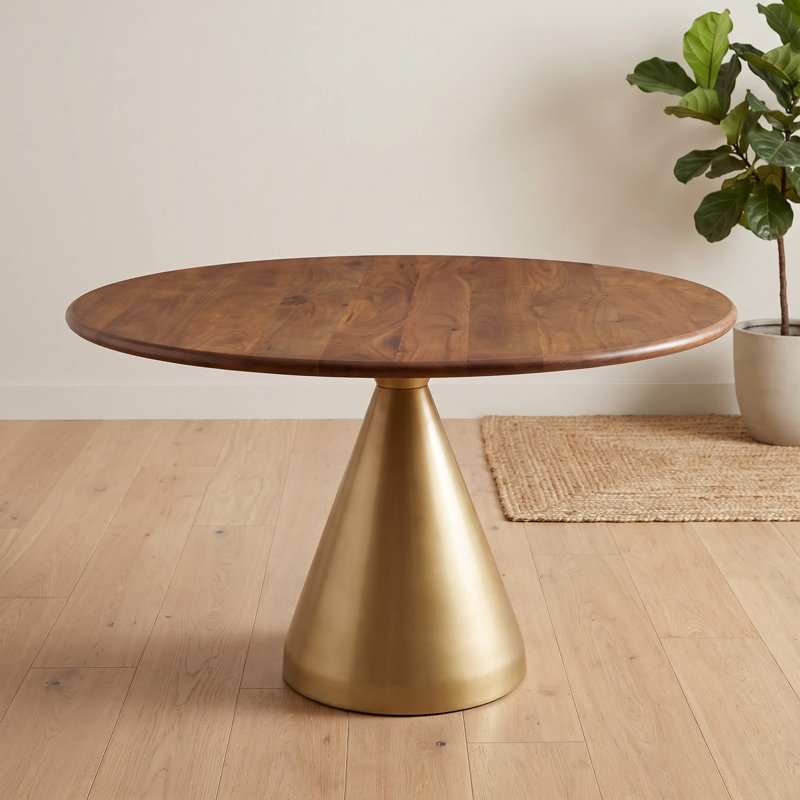 Modern Gold 54" Round Dining Table with Elegant Pedestal Base