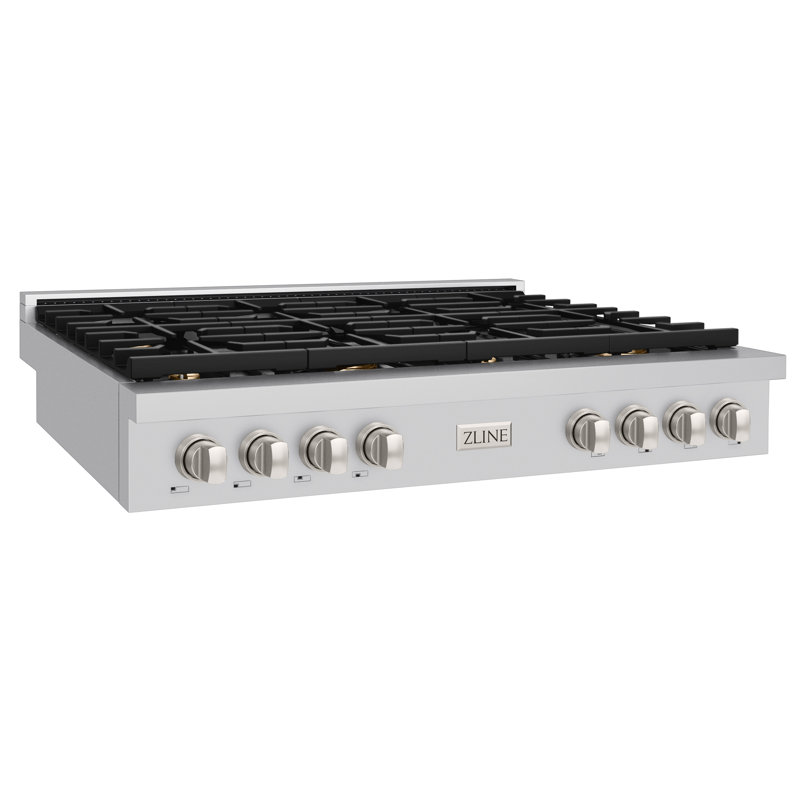 ZLINE 48 in. Paramount Gas Rangetop with 8 Brass Burners and Porcelain Cooktop