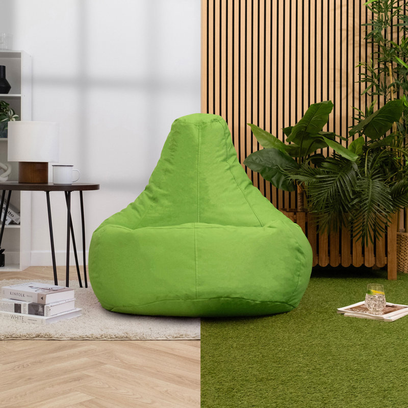 Dalton Water-Resistant High Back Recliner Bean Bag, Lime Green
