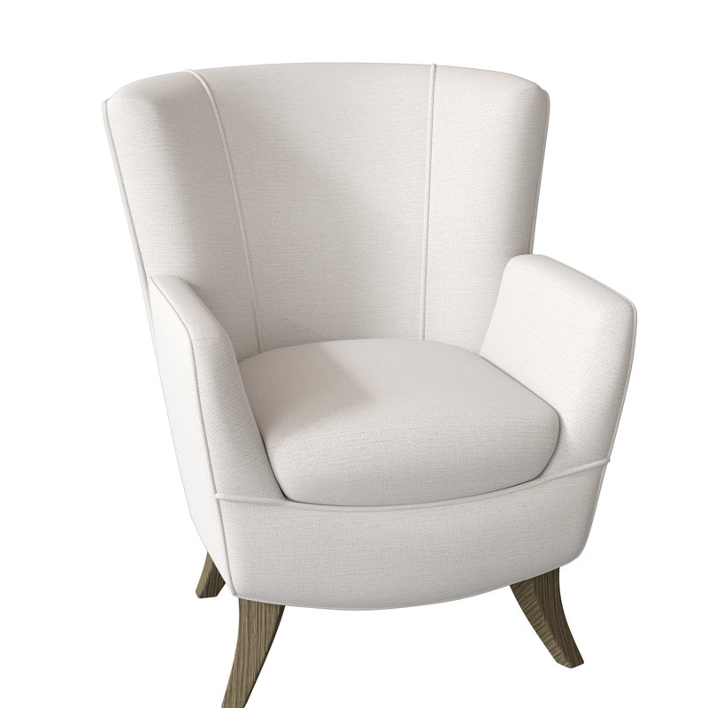 Bethany Upholstered Armchair, Snow Ivory Performance, Honey Birch
