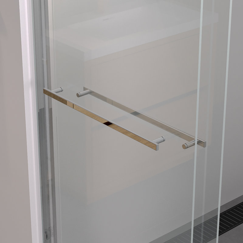 44-48"X76" Aluminum Frame Double Sliding Shower Door,Bypass Bathroom Sliding Door With Premium 1/4" (6Mm) Clear Tempered Glass, Chrome Hardware Sliding Glass Shower Enclosure,Chrome Finished