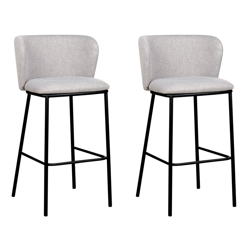 Mina Upholstered Counter Stool with Metal Frame, Grey