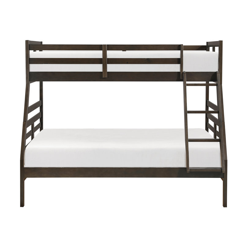 Dark Brown Twin - Over Full Bunk Bed, Classic Look, Wood, Guard Rails For , , No Foundation, Suitable Bedroom Brown, Wood Composition, On Top, Box Spring,