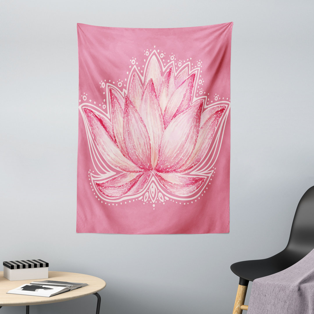 Wandteppich, Lotus Meditation Yoga, Chakra, Baby Pink Creme