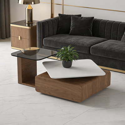 Table basse avec rangement rotatif Modern