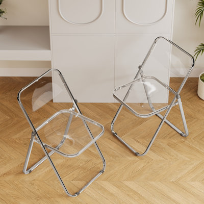 XUEGW - Ensemble de 2 chaises de salle à manger pliables empilables en acrylique avec structure de charge stable, transparentes