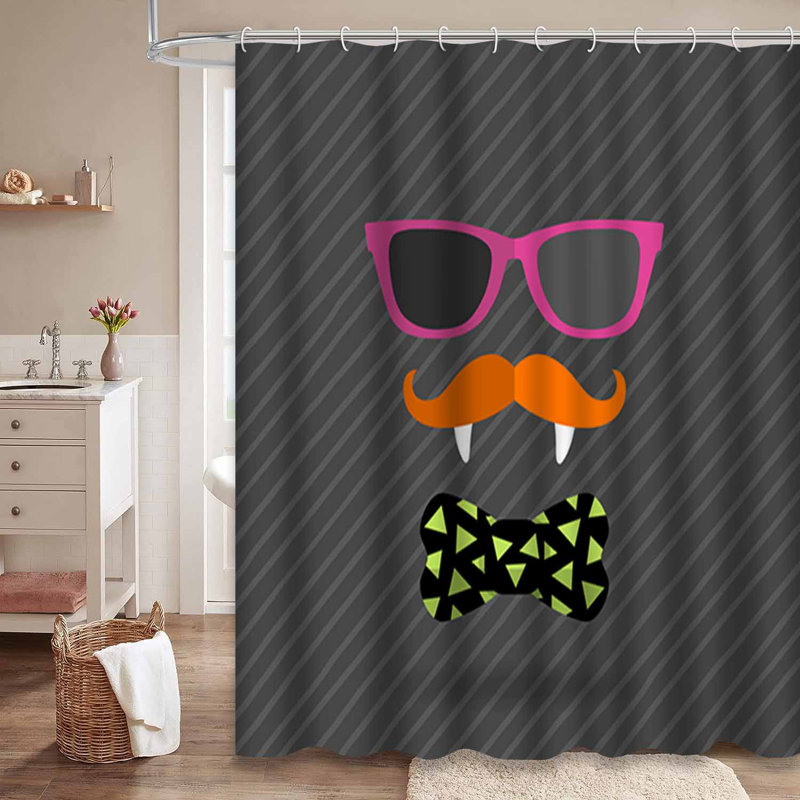 Rideau de douche avec 12 crochets Hipster Halloween, 72" L x 84" W