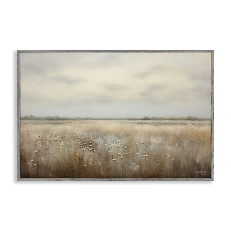 «Subtle Flower Meadow», estampe numérique encadrée par Roozbeh Bahramali, H 12 po x l 18 po, Estampe numérique Farmhouse