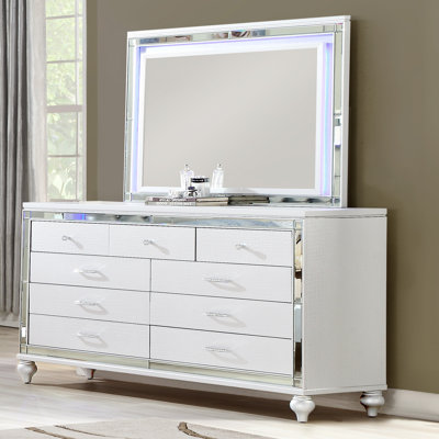 Commode 9 tiroirs avec cadre en miroir