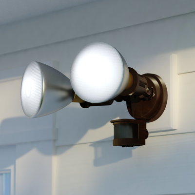 Outdoor Security 2 - Head Hardwired Dusk to Dawn Outdoor Security Flood Light with Motion Sensor and Timer