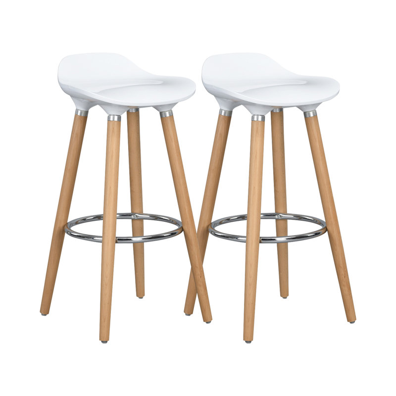 Acantha Bar Stool with Solid Wood Frame, White