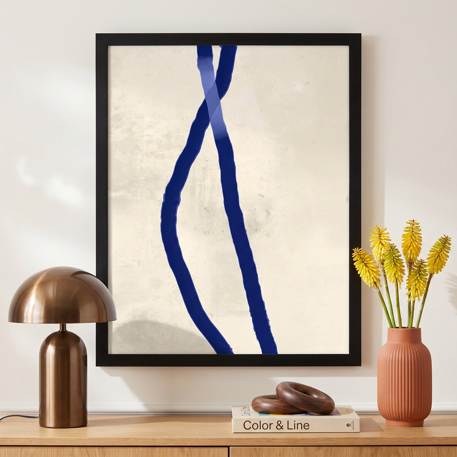Blue Rope 2 by Jacques Pilon, 20" H x 16" W x 1.25" D, Black Framed