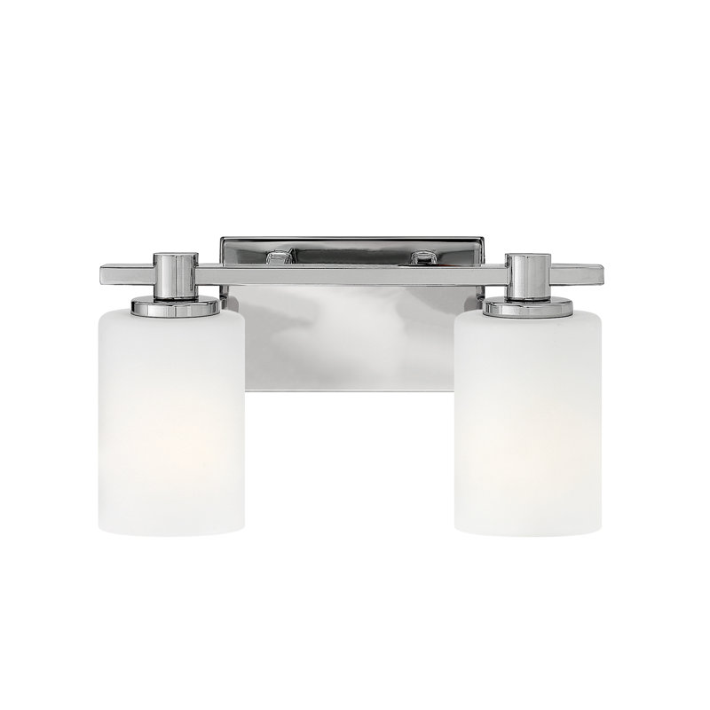 Karlie 2-Light Bath Vanity Fixture with Etched Opal Cylindrical Shades, Chrome