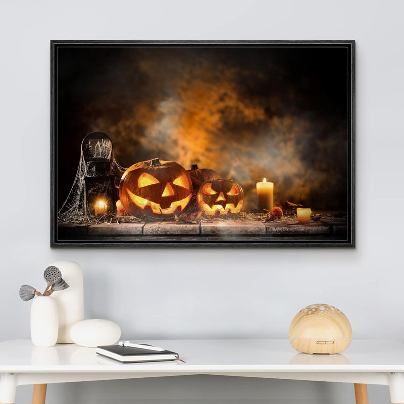 Décorations murales d'Halloween pour la maison, Cadre flottant noir, H 16 po x l 24 po