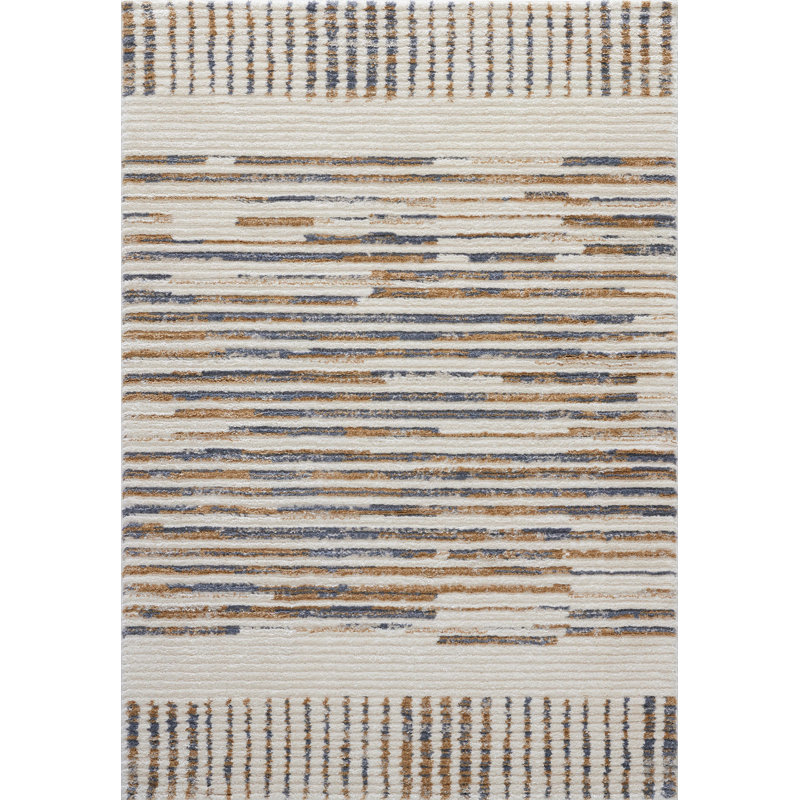 Wrought Studio Morium Aubree Multi Stripe Indoor Polyester Area Rug, Rectangle 7'10.49" x 9'10.11"