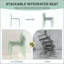 Été - Ensemble de 4 chaises de salle à manger à blocs de couleur rayés avec siège en PP et pieds en métal (blanc et vert)