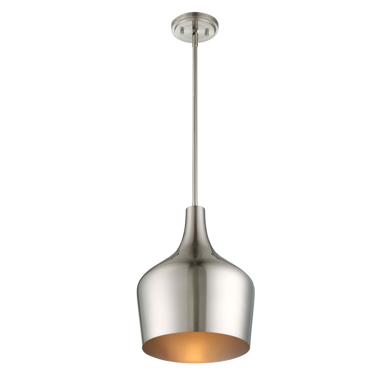 Venegas 1-Light Single Bell Pendant in Brushed Nickel, Brushed Nickel