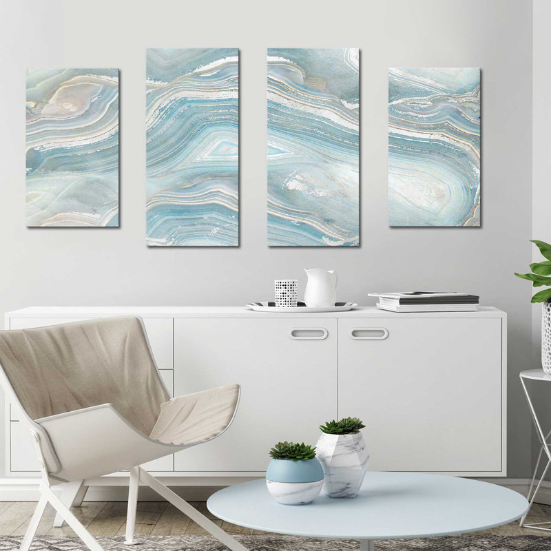 Agate in Blue I - Wrapped Canvas Multi-Piece Image Print, 30" H x 56" W x 1" D