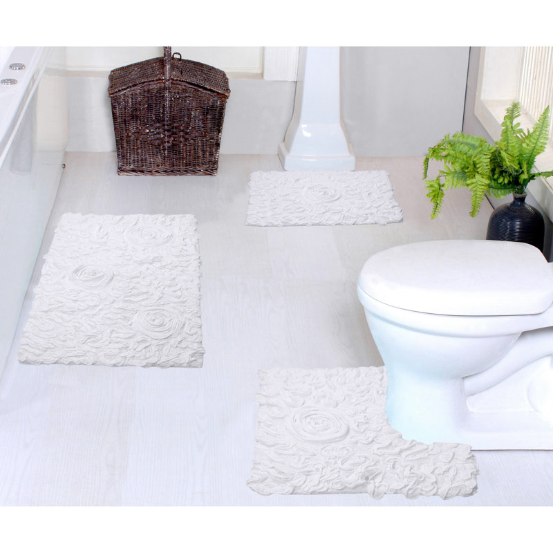 Ensemble de tapis pour salle de bain Freida, Blanc