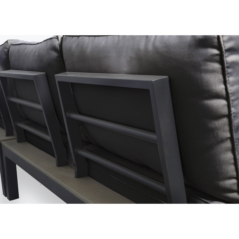 Lakeview Modern Outdoor Aluminum Sectional, Charcoal