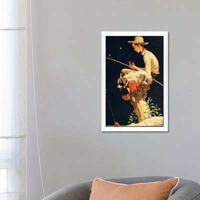 Boy Fishing by Norman Rockwell - Painting on Canvas