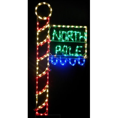 North Pole Flag Christmas Holiday Lighted Display