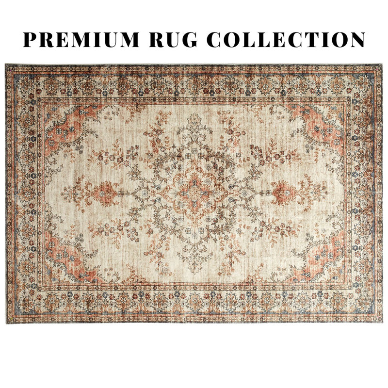 Aspire Homeware Vintage Floral Area Rug, Rectangle 40 x 60 cm