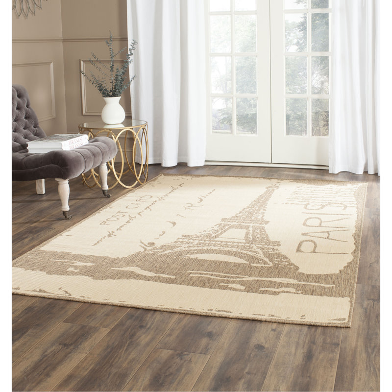 Tapis intérieur / extérieur beige / brun Fleming, Rectangle 5 pi 3 po x 7 pi 7 po