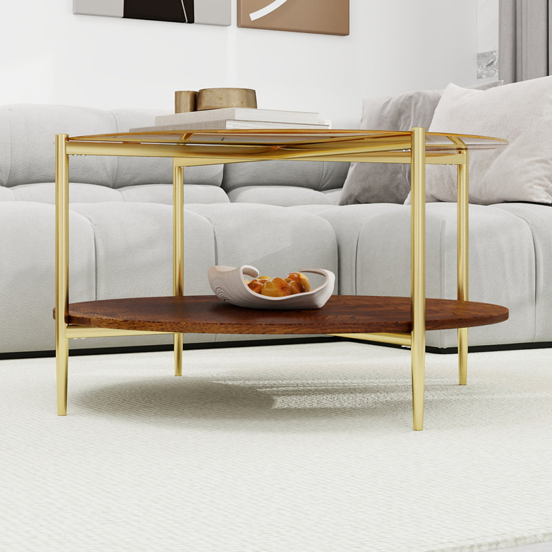 Modern Gold Round Double-Layer Coffee Table