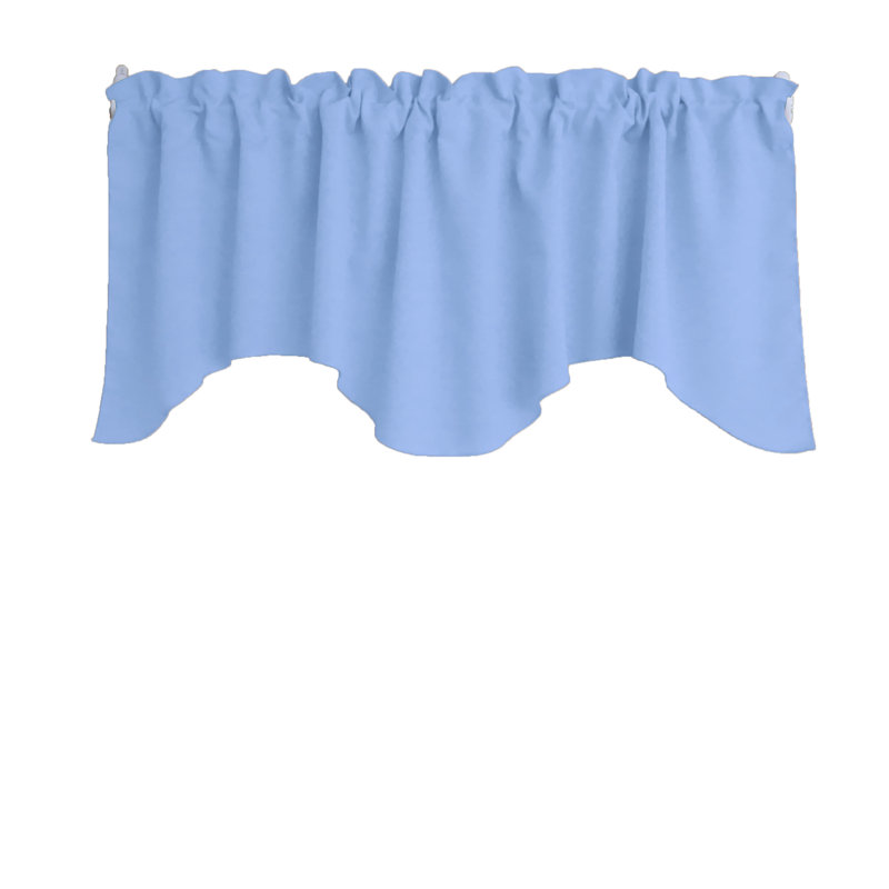 Cantonnière festonnée en popeline unie, Bleu clair