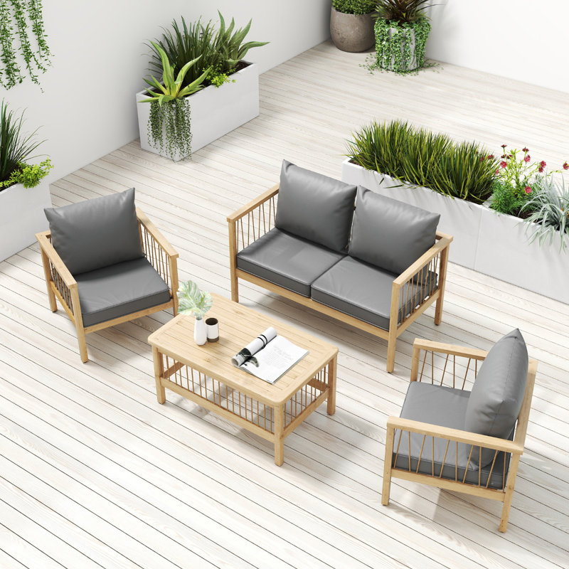 4-Piece Outdoor Chair Cushion Set, 22" X 22", Water-Resistant Patio Seat Cushions For Furniture Replacement, Gray