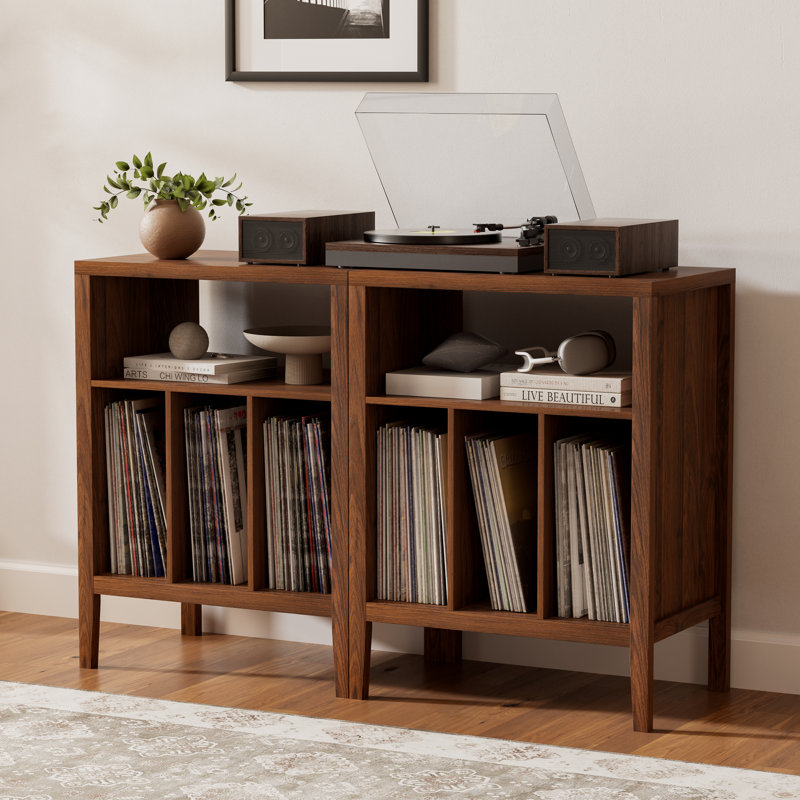 Support de tourne-disque en bois Farmhouse pour chambre à coucher et salon, Brun