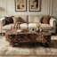 Table basse moderne en faux travertin