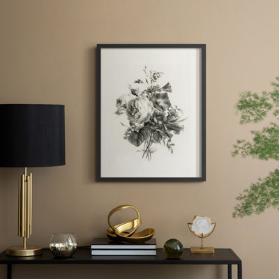 Reproduction florale vintage encadrée «Cccxxxix» - bois massif