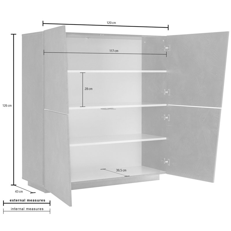 Bayonne 120cm Sideboard, White Glossy