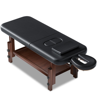 Table de massage professionnelle de 80 po avec mousse à mémoire de forme, hauteur et dossier réglables, lit de massage et de massage en bois massif, lit d'esthétique en cuir PU pour spa, kinésithérapie et centre de beauté
