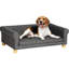 Lit moyen à grand pour animaux de compagnie, gris foncé, coussin en mousse amovible, matériau respirant, fabrication stable, confortable pour et les chiens, gris surélevé et élégant