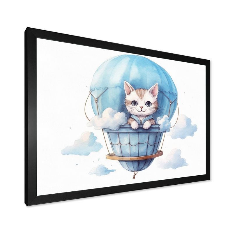 «Nursery Kitten Cuddles I», reproduction sur toile, H 12 po x l 20 po x P 1 po, Cadre photo noir