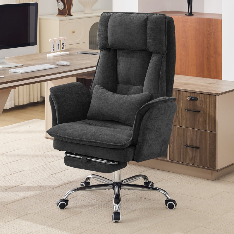 Big and Tall Office Chair, Flip Armrests for Pets & Cross Legged Sitting, Executive Ergonomic Computer Gaming Chair with Lumbar Pillow